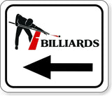 BILLIARDS POOL ROOM LEFT ARROW Metal Aluminum composite sign
