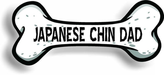 Dog Dad Japanese Chin Bone Car Magnet Bumper Sticker 3"x7"