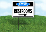 NOTICE RESTROOMS RIGHT ARROW with Stand LAWN SIGN Single sided