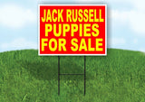 Jack Russell PUPPIES FOR SALE YELLOW RED Yard Sign Road with Stand LAWN SIGN