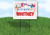 WHITNEY HAPPY BIRTHDAY BALLOONS 18 in x 24 in Yard Sign Road Sign with Stand