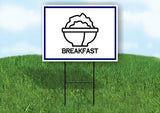 BREAKFAST BLUE BORDER Yard Sign Road with Stand LAWN SIGN