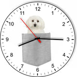 Bichon Frises In Your Pocket Puppy Dog kitchen living room Wall Clock