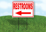 RESTROOMS LEFT arrow red Yard Sign Road with Stand LAWN SIGN Single sided