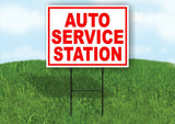 AUTO SERVICE STATION RED WHITE Yard Sign Road with Stand LAWN SIGN