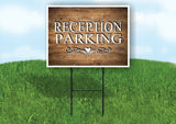 RECEPTION PARKING  SCROLL HEART WOODGRAIN Yard Sign Road with Stand LAWN SIGN