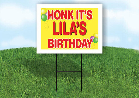 LILA'S HONK ITS BIRTHDAY 18 in x 24 in Yard Sign Road Sign with Stand