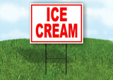 ICE CREAM RED WHITE Yard Sign Road with Stand LAWN SIGN