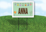 ANNA WELCOME BABY GREEN  18 in x 24 in Yard Sign Road Sign with Stand
