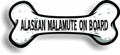 Dog on Board Alaskan Malamute Bone Car Magnet Bumper Sticker 3"x7"