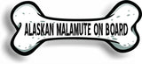 Dog on Board Alaskan Malamute Bone Car Magnet Bumper Sticker 3"x7"