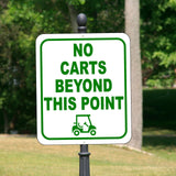 NO GOLF CARTS BEYOND THIS POINT GREEN Metal Aluminum composite sign