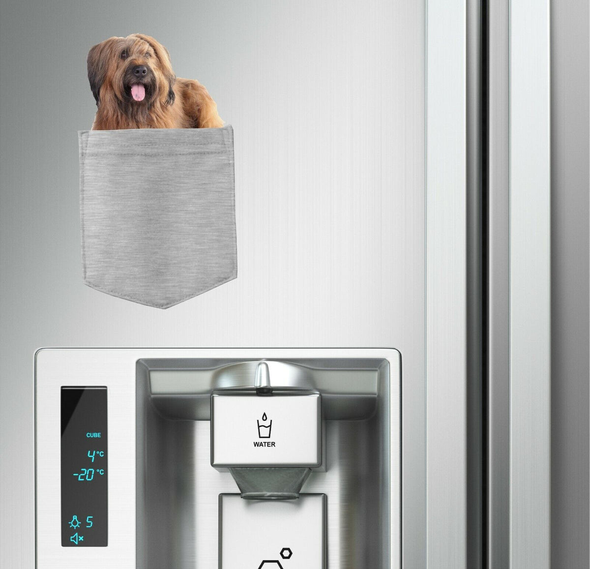 Briard Dog in pocket Fridge Car Magnet Bumper Sticker App size 4"x7"