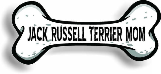 Dog Mom Jack Russell Terrier Bone Car Magnet Bumper Sticker 3"x7"