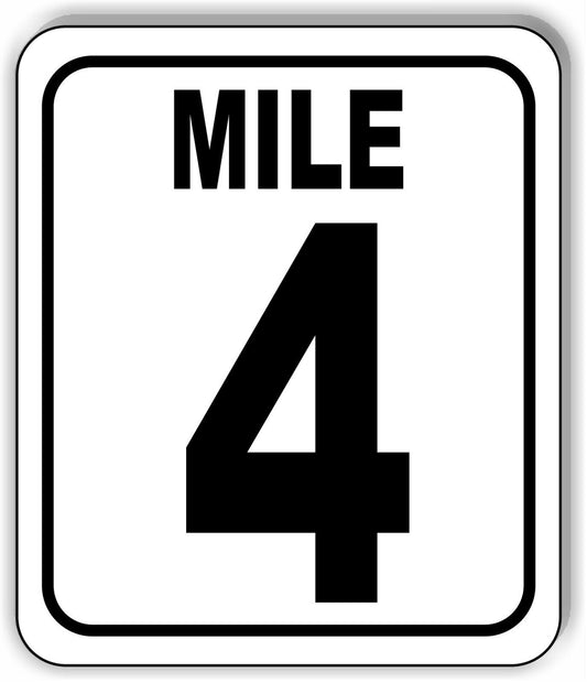 Mile 4 Distance Marker Running Race 5k Marathon Metal Aluminum Composite Sign
