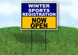 SPORTS REGISTRATION NAVY GOLD WINTER Yard Sign with Stand LAWN SIGN