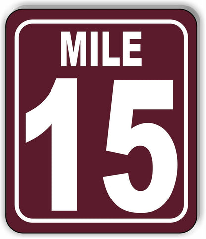 Mile 15 Distance Marker Brown Running Race 5k Marathon Aluminum Composite Sign
