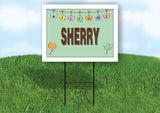 SHERRY WELCOME BABY GREEN  18 in x 24 in Yard Sign Road Sign with Stand