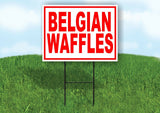 BELGIAN WAFFLES RED WHITE Yard Sign Road with Stand LAWN SIGN
