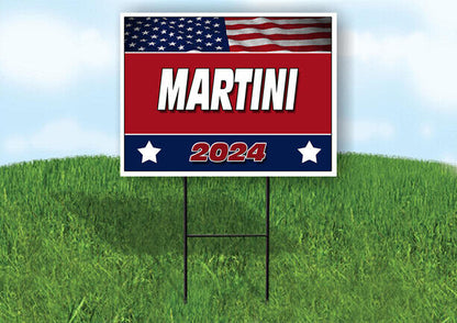MARTINI FLAG RED 2024 18inx24in Yard Road Sign w/ Stand