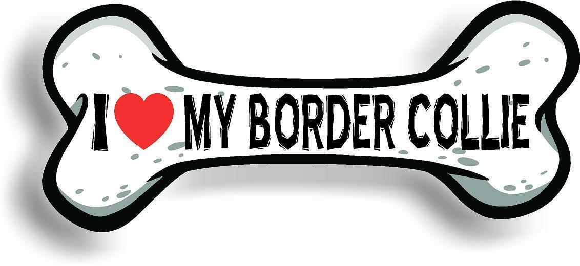 I Love My Border Collie Bone Car Magnet Bumper Sticker 3"x7"