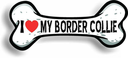 I Love My Border Collie Bone Car Magnet Bumper Sticker 3"x7"