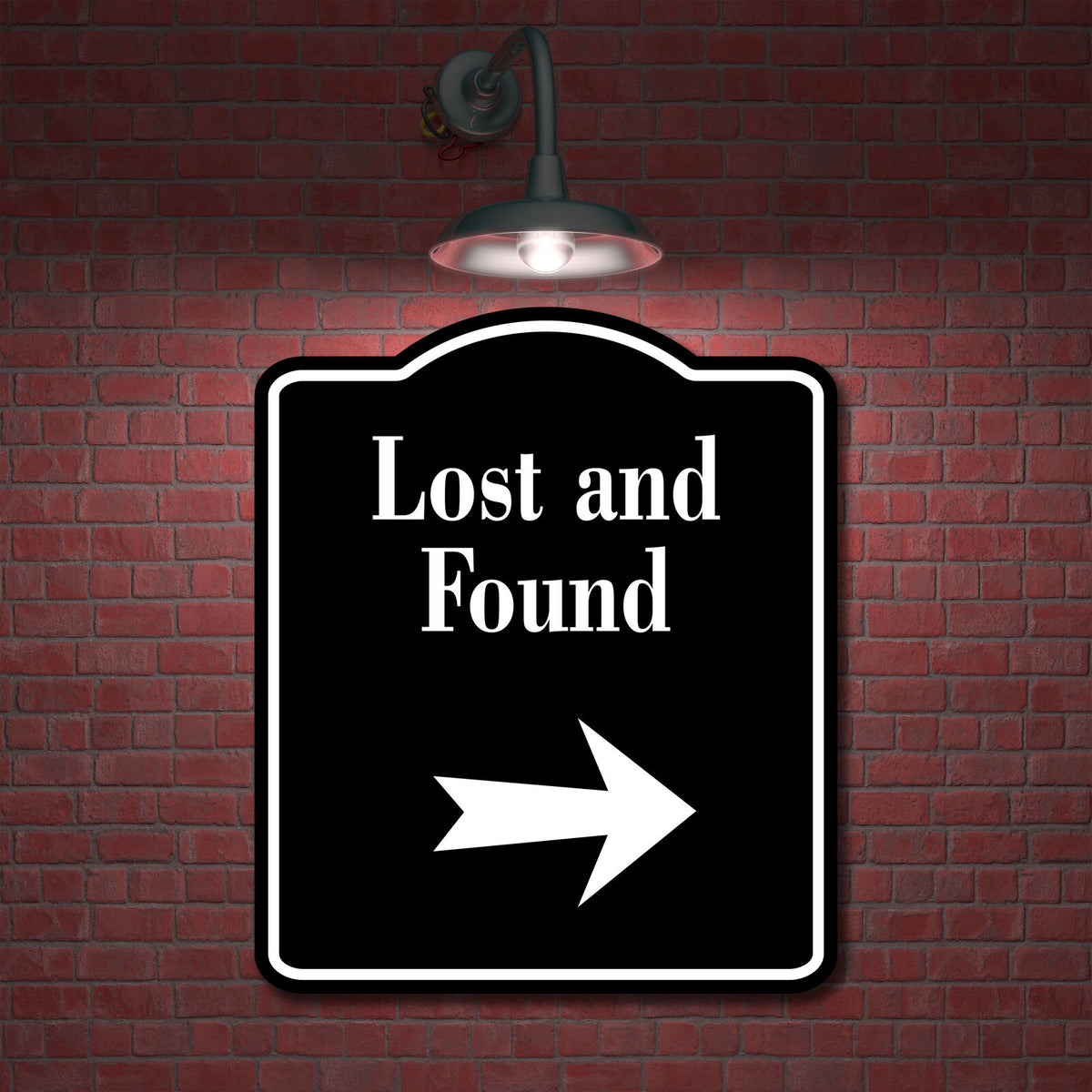 Lost and Found Right Arrow BLACK Aluminum Composite Sign
