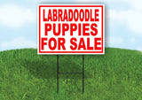 Labradoodle PUPPIES FOR SALE RED Yard Sign Road with Stand LAWN SIGN