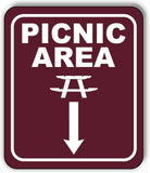 PICNIC AREA DIRECTIONAL DOWN ARROW CAMPING Aluminum composite sign
