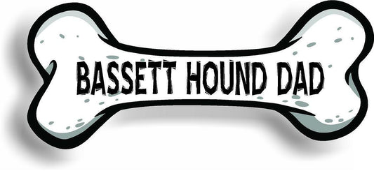 Dog Dad Bassett Hound Dog Bone Car Magnet Bumper Sticker 3"x7"