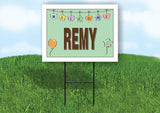 REMY WELCOME BABY GREEN  18 in x 24 in Yard Sign Road Sign with Stand
