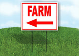 FARM LEFT arrow red Yard Sign Road with Stand LAWN SIGN Single sided