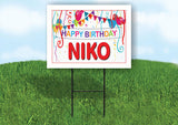 NIKO HAPPY BIRTHDAY BALLOONS 18 in x 24 in Yard Sign Road Sign with Stand