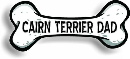 Dog Dad Cairn Terrier Bone Car Magnet Bumper Sticker 3"x7"