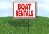BOAT RENTALS RED WHITE Yard Sign Road with Stand LAWN SIGN