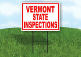 VERMONT STATE INSPECTIONS RED WHITE Yard Sign Road with Stand LAWN SIGN
