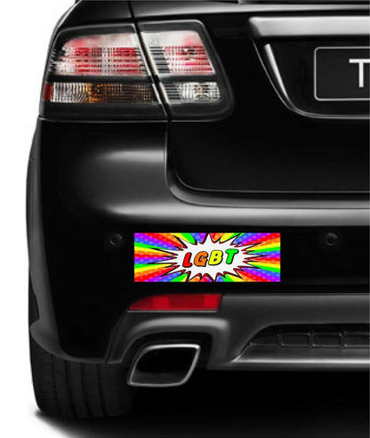 Set of 4 magnetic bumper stickers magnets GAY PRIDE LGBT LOVE WINS