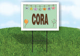 CORA WELCOME BABY GREEN  18 in x 24 in Yard Sign Road Sign with Stand