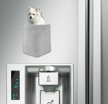 American Eskimo Dog in pocket Fridge Car Magnet Bumper Sticker App size 4"x7"