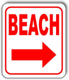 BEACH RIGHT ARROW Metal Aluminum Composite Sign