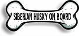 Dog on Board Siberian Husky Bone Car Magnet Bumper Sticker 3"x7"