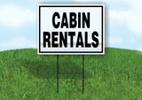 CABIN RENTALS BLUE BROWN Yard Sign with Stand LAWN SIGN