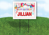 JILLIAN HAPPY BIRTHDAY BALLOONS 18 in x 24 in Yard Sign Road Sign with Stand