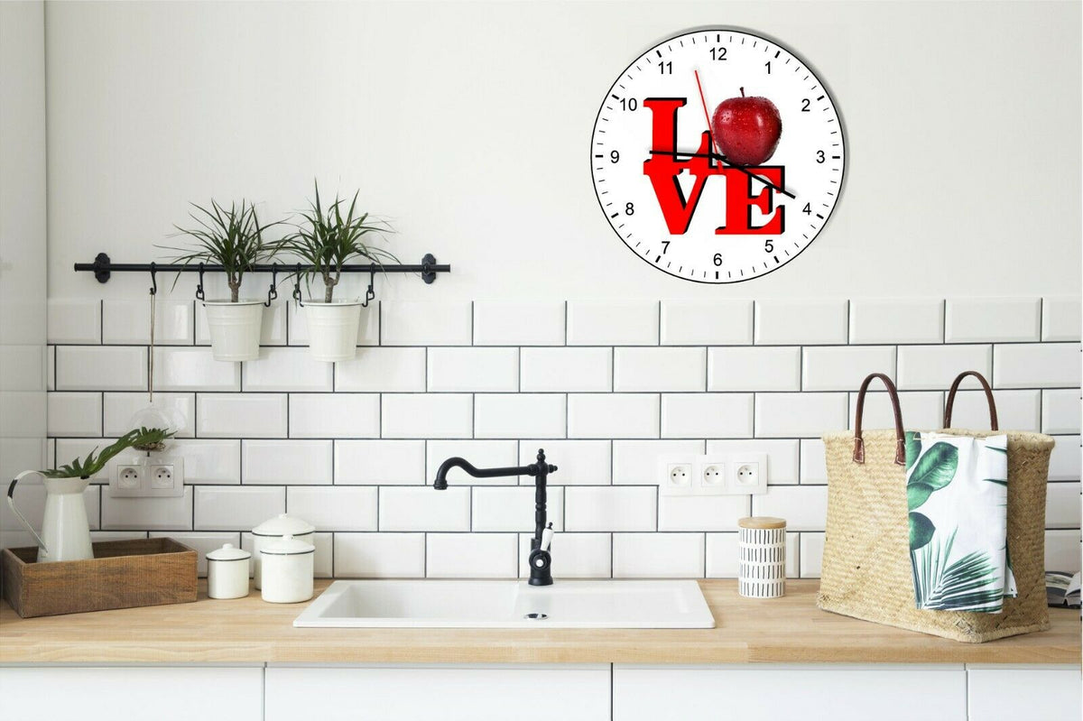I Love Apples Love Park Funny Kitchen Living room Wall Clock