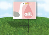 Its a Girl Pink Stork Plastic Yard Sign ROAD SIGN with Stand
