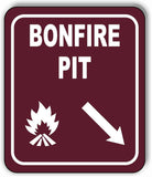BONFIRE PIT DIRECTIONAL ARROW TRAIL 8 Variations Metal Aluminum composite sign