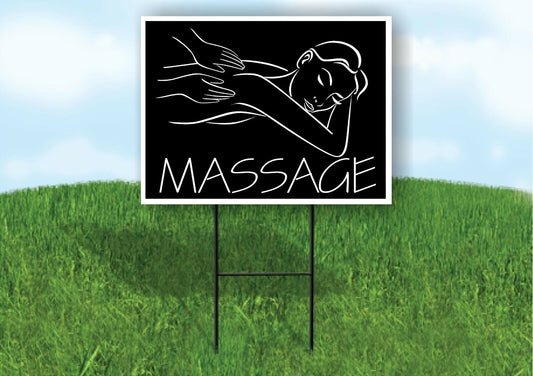 MASSAGE THERAPY HANDS BLACK Plastic Yard Sign ROAD SIGN with Stand