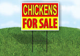 CHICKENS FOR SALE RED YELLOW 18 in x 24 in Yard Sign Road Sign with Stand