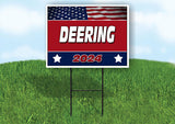 DEERING FLAG RED 2024 18inx24in Yard Road Sign w/ Stand