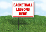 BASKETBALL LESSONS HERE RED 18 in x 24 in Yard Sign Road Sign with Stand
